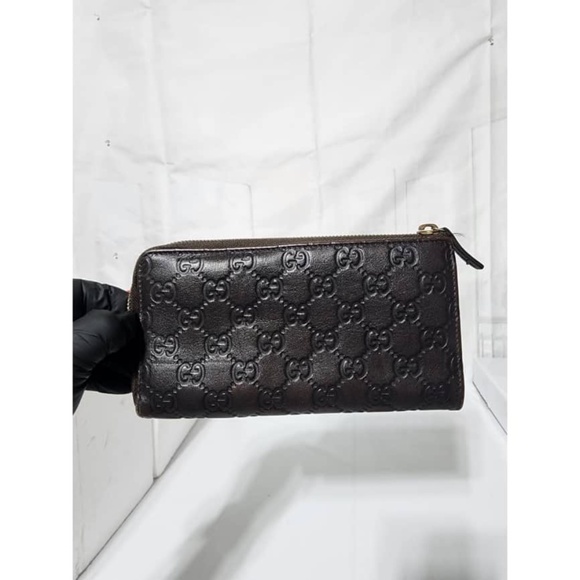Authentic Gucci Leather Zip Wallet Chocolate Brown - Picture 3 of 10